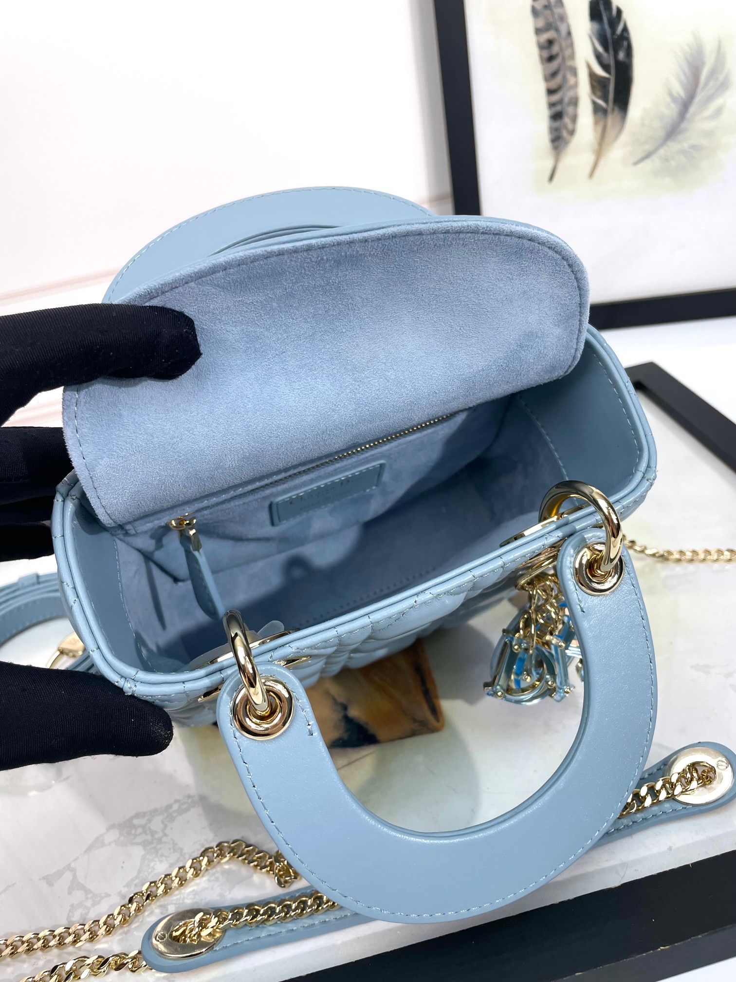 Mini Lady Dior Bag Sky Blue Cannage Lambskin